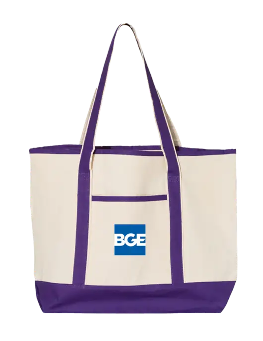 Natural/Purple Large Canvas Deluxe Tote w/BGE Logo
