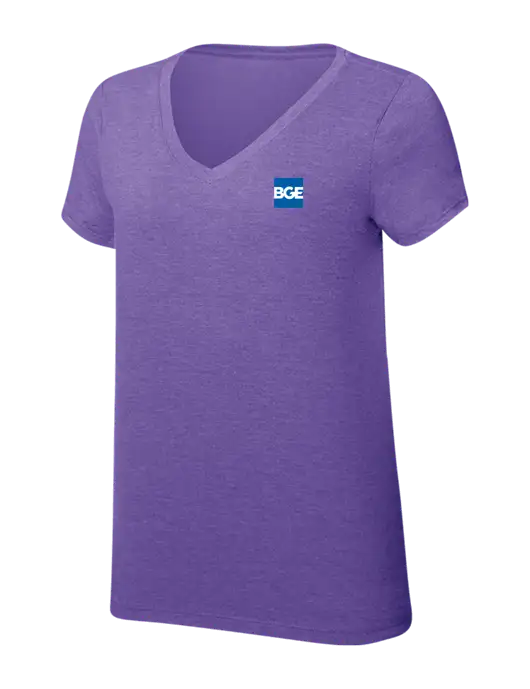 Womens Simply Soft V-Neck Purple Frost 4.5oz  Poly/Combed Ring Spun Cotton T-Shirt w/BGE Logo