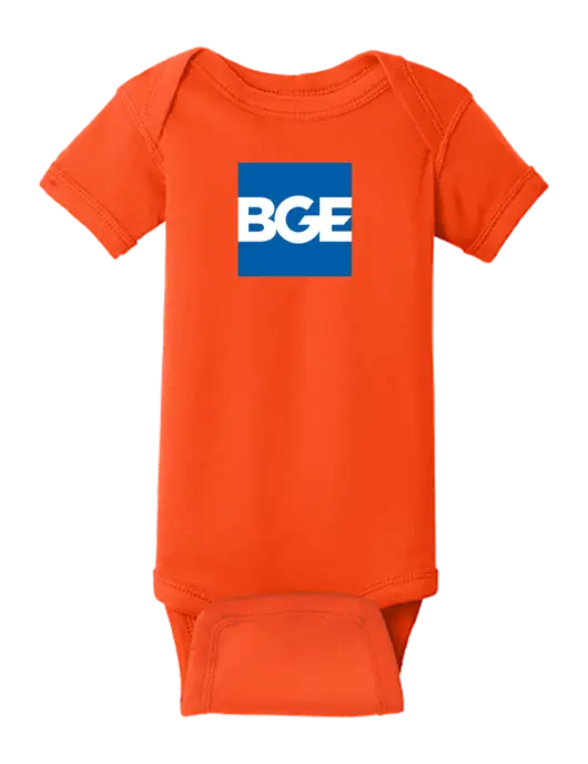 Rabbit Skins Orange Infant Short Sleeve Baby Rib Bodysuit w/BGE Logo