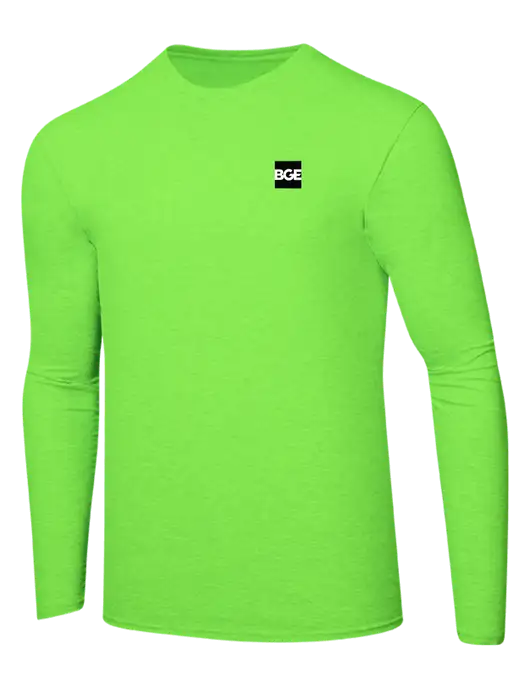 Ring Spun Safety Green 4.5 oz Long Sleeve T-Shirt w/BGE Logo