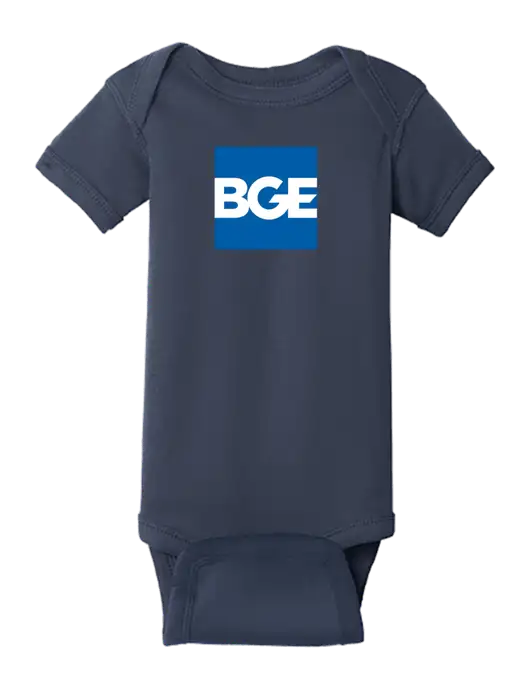 Rabbit Skins Navy Infant Short Sleeve Baby Rib Bodysuit w/BGE Logo