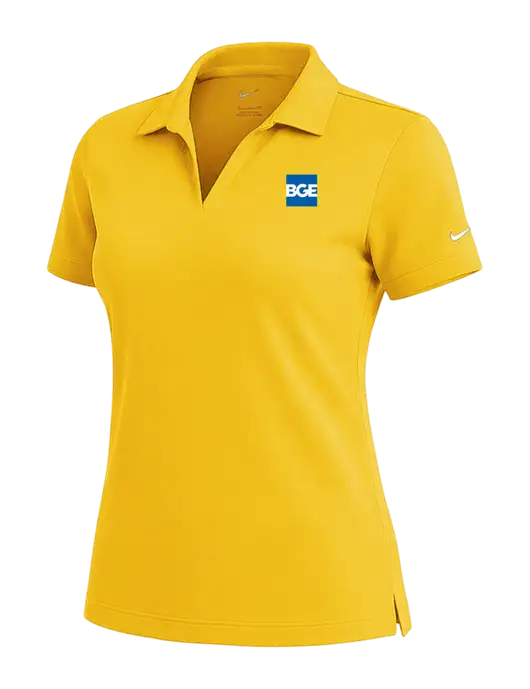 NIKE Yellow Gold Womens Dri-Fit Micro Pique Polo w/BGE Logo