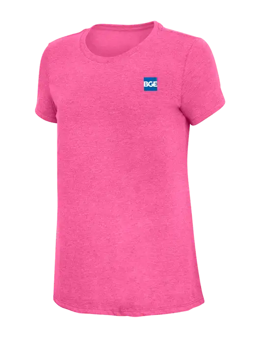 Womens Simply Soft Fuchsia Frost 4.5oz Poly/Combed Ring Spun Cotton T-Shirt w/BGE Logo