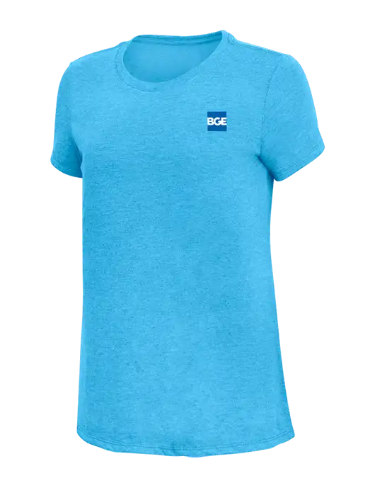 Womens Simply Soft Turquoise Frost 4.5oz  Poly/Combed Ring Spun Cotton T-Shirt w/BGE Logo