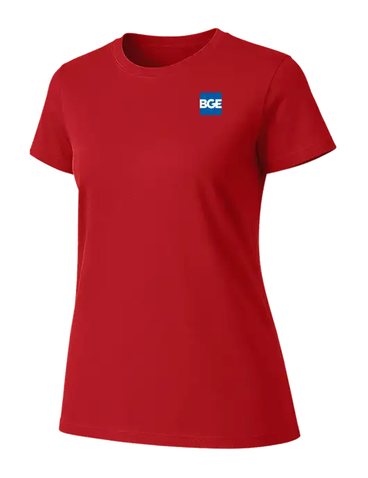 Womens Ring Spun Bright Red 4.5 oz T-Shirt w/BGE Logo