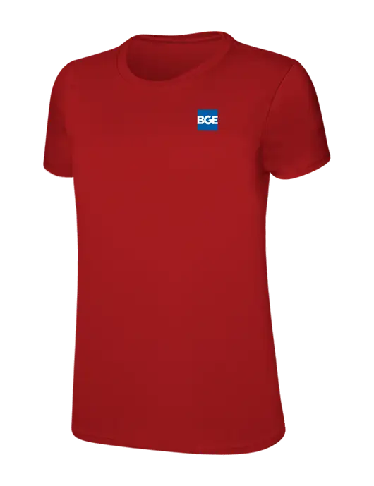 Womens Ring Spun Bright Red 4.5 oz T-Shirt w/BGE Logo