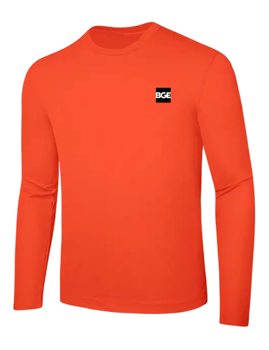 Long Sleeve Safety Orange PosiCharge Competitor Tee w/BGE Logo