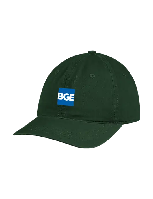 Garment Washed Unstructured Twill Dark Green Cap w/BGE Logo