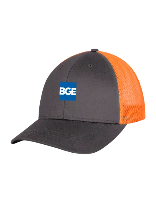 Neon Orange/Charcoal Mesh Trucker Cap Snap Back w/BGE Logo