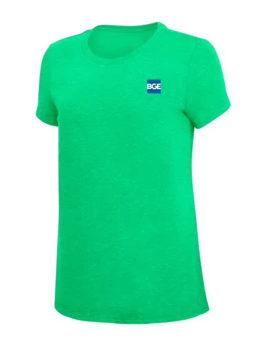 Womens Simply Soft Green Frost 4.5oz Poly/Combed Ring Spun Cotton T-Shirt w/BGE Logo