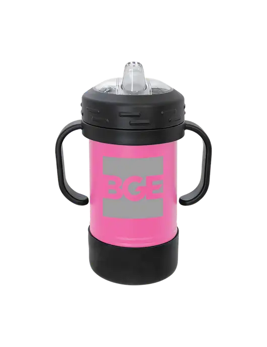 Polar Camel 10 oz Powder Coated Pink Sippy Cup w/BGE Logo