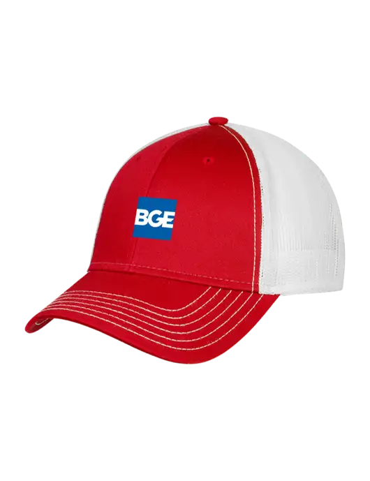 Red/White Mesh Trucker Cap Snap Back w/BGE Logo