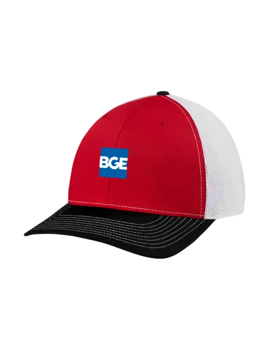 Richardson Adjustable Snapback Original 112 Trucker Cap Black/Red/White Mesh w/BGE Logo