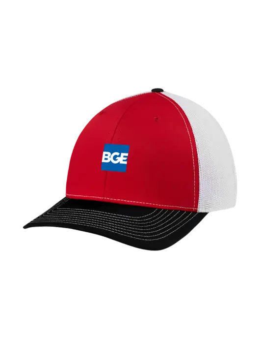 Richardson Adjustable Snapback Original 112 Trucker Cap Black/Red/White Mesh w/BGE Logo