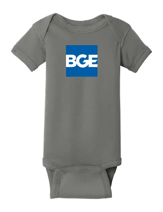 Rabbit Skins Charcoal Infant Short Sleeve Baby Rib Bodysuit w/BGE Logo