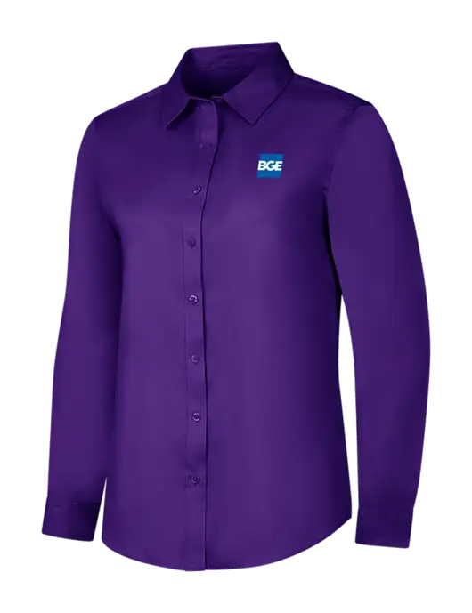 Purple Womens Long Sleeve Superpro React Twill Shirt w/BGE Logo