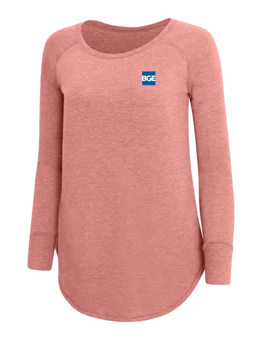 Womens Perfect Wide Collar Tunic Tri-Blend Blush Frost 4.5 oz T-Shirt w/BGE Logo