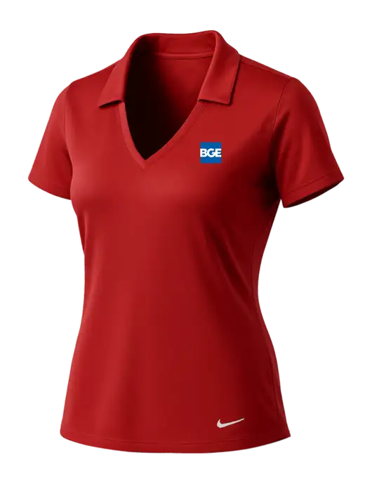NIKE Red Womens Dri-Fit Vertical Mesh Polo w/BGE Logo
