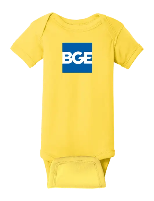 Rabbit Skins Yellow Infant Short Sleeve Baby Rib Bodysuit w/BGE Logo
