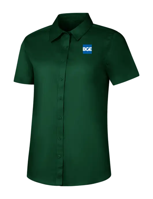 Womens Dark Green Short Sleeve Superpro React Twill Shirt w/BGE Logo