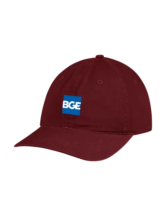 Garment Washed Unstructured Twill Maroon Cap w/BGE Logo