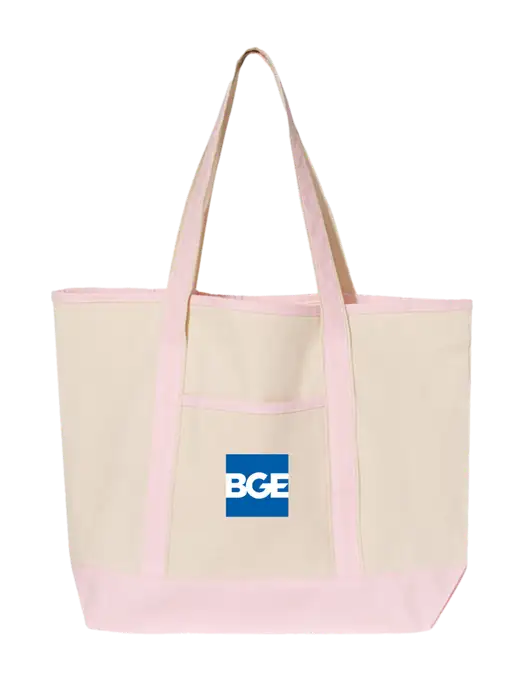 Natural/Light Pink Large Canvas Deluxe Tote w/BGE Logo