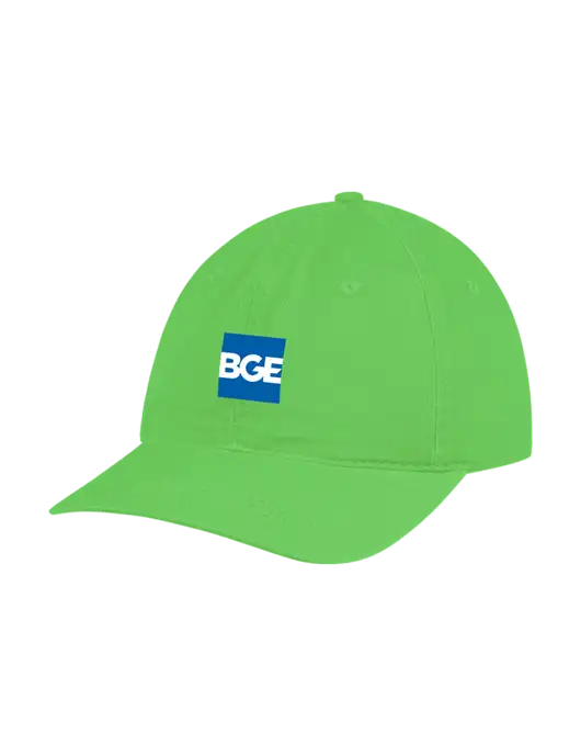 Garment Washed Unstructured Twill Light Green Cap w/BGE Logo