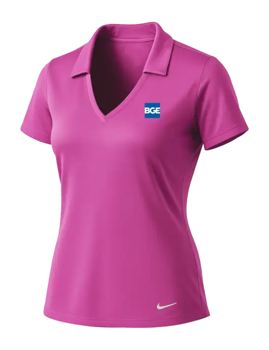 NIKE Pink Fire Womens Dri-Fit Vertical Mesh Polo w/BGE Logo