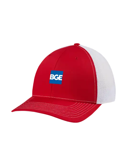 Richardson Adjustable Snapback Original 112 Trucker Cap Red w/White Mesh w/BGE Logo