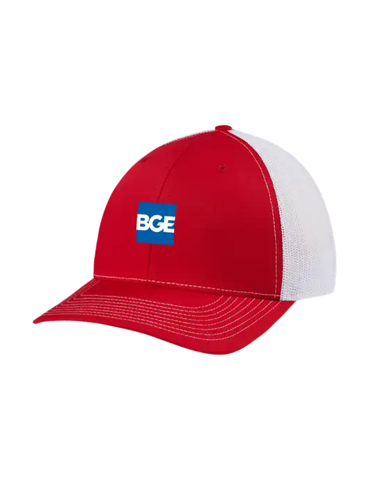Richardson Adjustable Snapback Original 112 Trucker Cap Red w/White Mesh w/BGE Logo