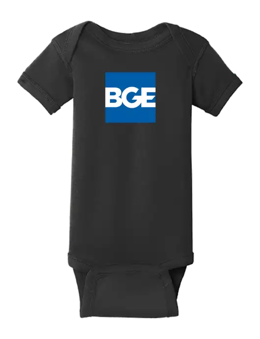 Rabbit Skins Black Infant Short Sleeve Baby Rib Bodysuit w/BGE Logo