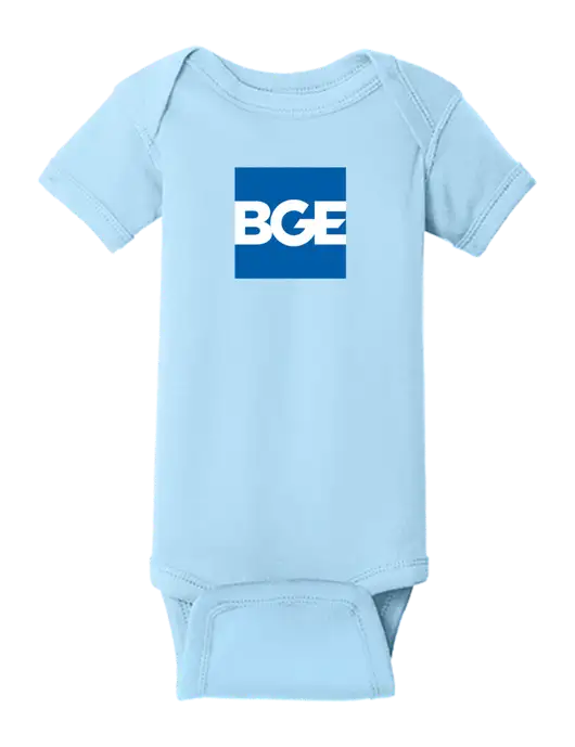 Rabbit Skins Light Blue Infant Short Sleeve Baby Rib Bodysuit w/BGE Logo