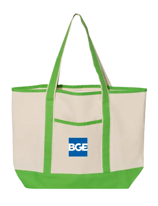Natural/Light Kelly Large Canvas Deluxe Tote w/BGE Logo