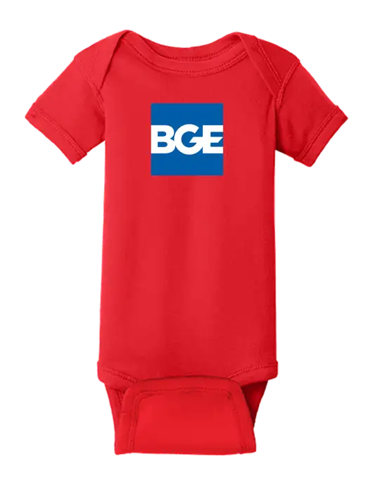 Rabbit Skins Red Infant Short Sleeve Baby Rib Bodysuit w/BGE Logo