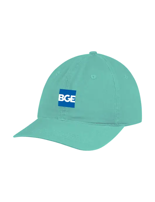 Garment Washed Unstructured Twill Very Light Teal Cap w/BGE Logo