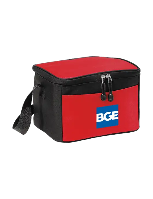 6 Can Red/Black Cube Cooler  w/BGE Logo