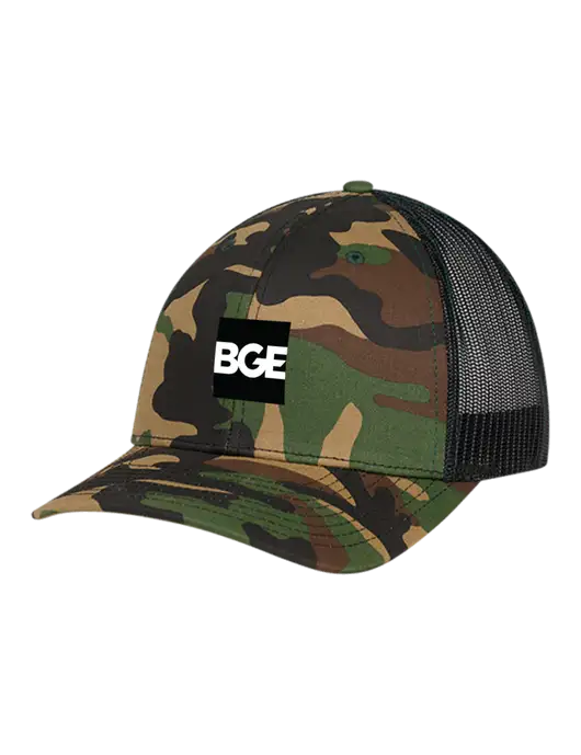 Richardson Adjustable Snapback Original 112P Trucker Cap Army Camo/Black  w/BGE Logo