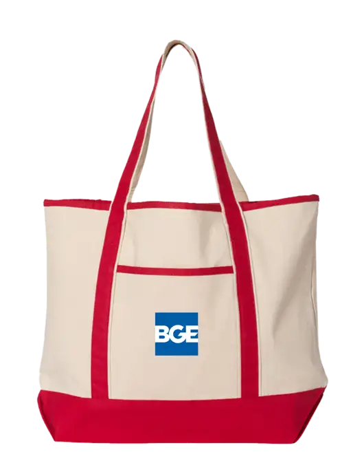 Natural/Red Large Canvas Deluxe Tote w/BGE Logo