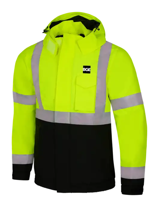CornerStone Safety Yellow ANSI 107 Class 3 Economy Waterproof Insulated Bomber Jacket w/BGE Logo