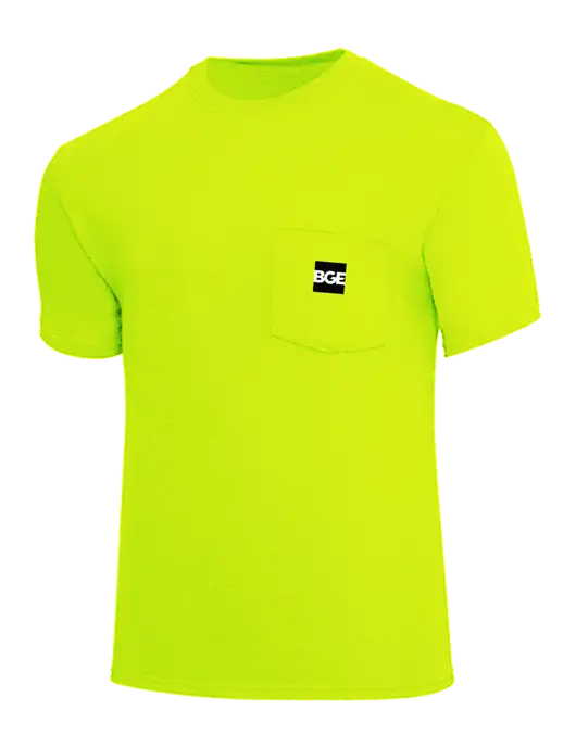 Core Blend Safety Yellow Pocket T-Shirt w/BGE Logo