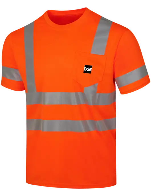 CornerStone Safety Orange ANSI 107 Class 3 Mesh Tee w/BGE Logo