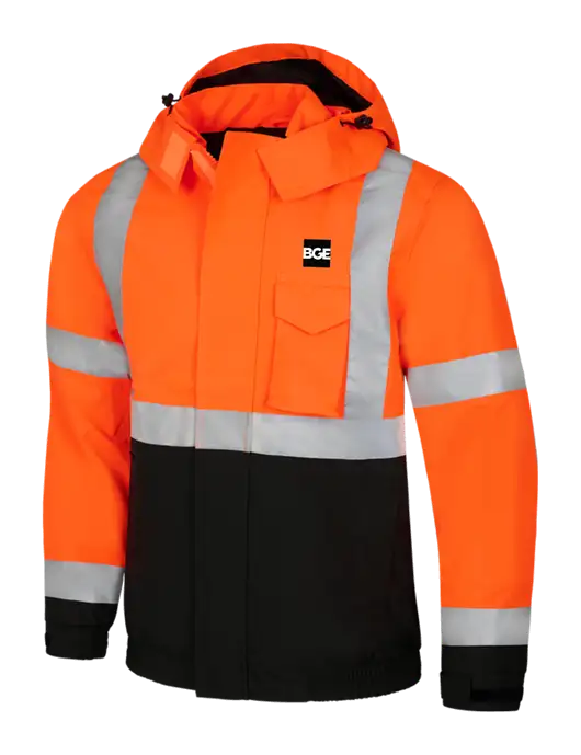 CornerStone Safety Orange ANSI 107 Class 3 Economy Waterproof Insulated Bomber Jacket w/BGE Logo