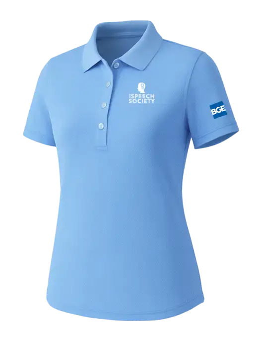 Callaway Womens Core Light Blue Performance Polo w/The Speech Society Logo, BGE Logo