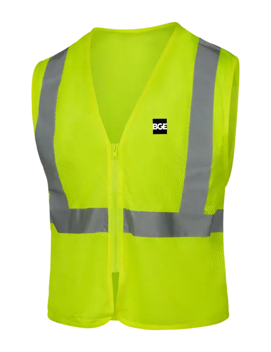 CornerStone Safety Yellow ANSI 107 Class 2 Economy Mesh Zippered Vest w/BGE Logo