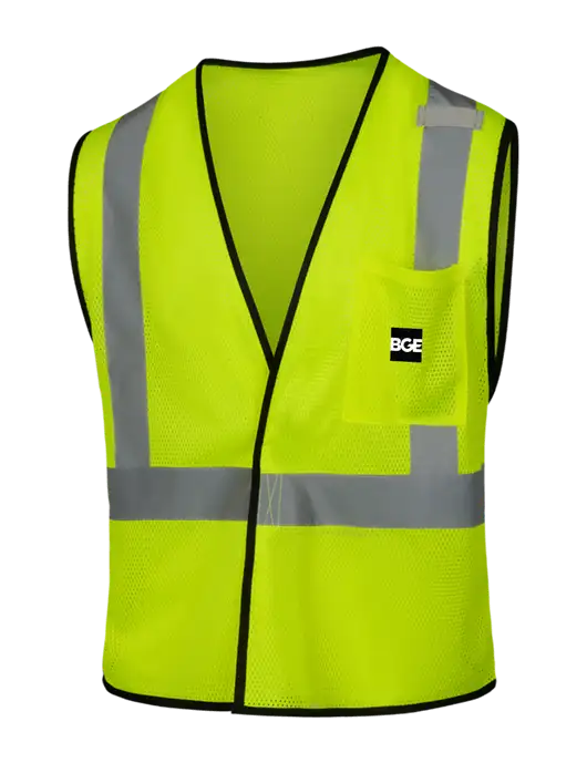 CornerStone Safety Yellow ANSI 107 Class 2 Economy Mesh One-Pocket Vest w/BGE Logo