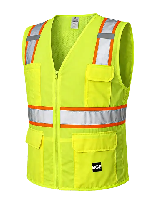 Kishigo Safety Yellow Ultra-Cool Solid Front Vest with Mesh Back w/BGE Logo