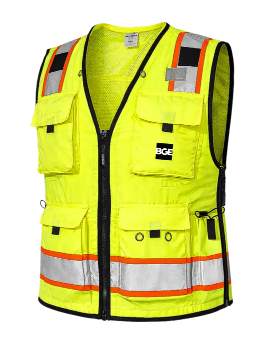 Kishigo Safety Yellow Professional Surveyors Vest w/BGE Logo