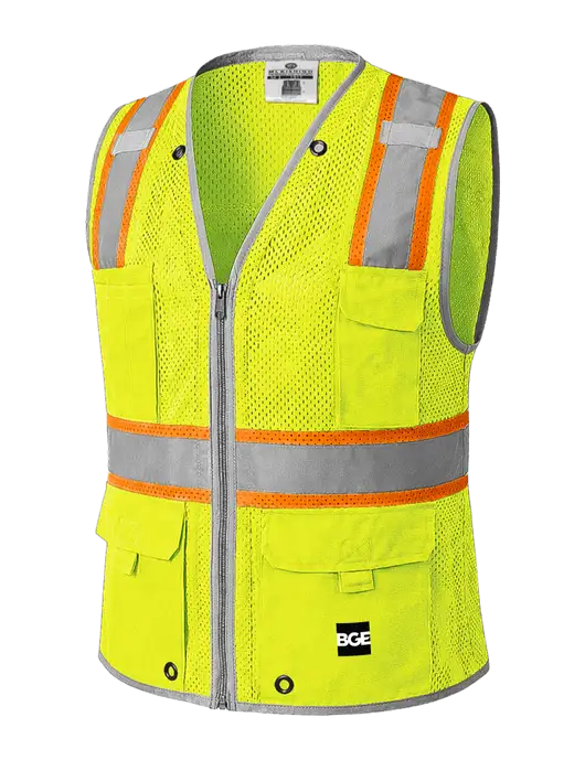 Kishigo Safety Yellow Premium Brilliant Series Heavy-Duty Class 2 Vest w/BGE Logo